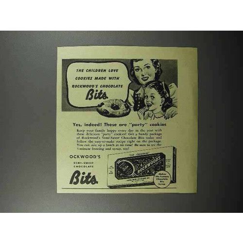 1944 Rockwood's Chocolate Bits Ad - Party Cookies