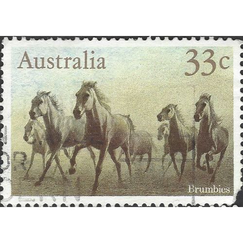 AUSTRALIA, HORSES, Brumbies, brown 1986, 33c, #2