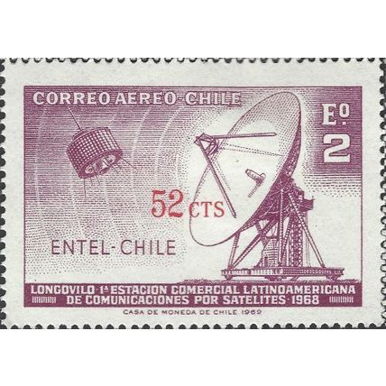 CHILE, SPACE, Satellite amd Radio station, o/p on 2esc, lilac 1971, 52cent