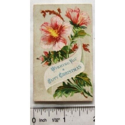 Vintage: small Christmas card - pink flowers