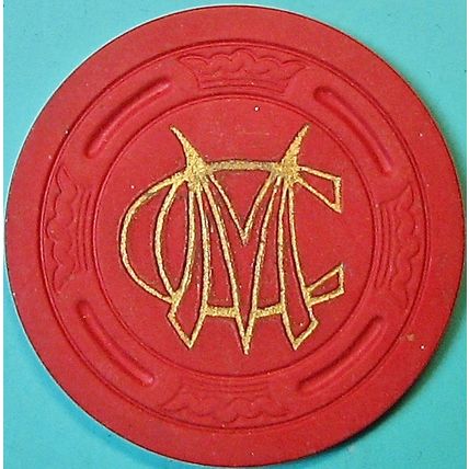 MC(Mint Cigar Store). 25¢ Vintage Casino Chip. Hayward, CA. 1946. Q28.