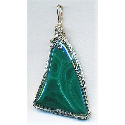 Malachite Gold Wire Wrap Gemstone Pendant 5