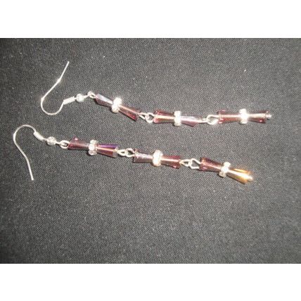 Six stunning delicate faceted rainbow crystal glass spike long dangle earrings