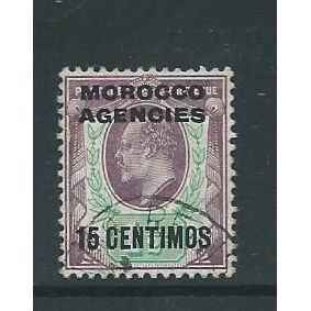 morocco agencies spanish currency sg114 sg 114 pale dull purple and green