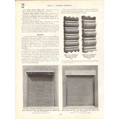 r c mahon company 1938 rolling steel doors grilles vintage catalog