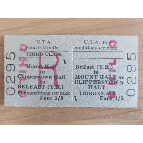 Ulster Transport Authority Belfast (YR) - Mount Halt Child Rtn Ticket #8