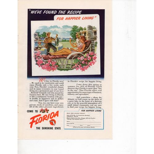 Florida vintage magazine Print Ad March 1948