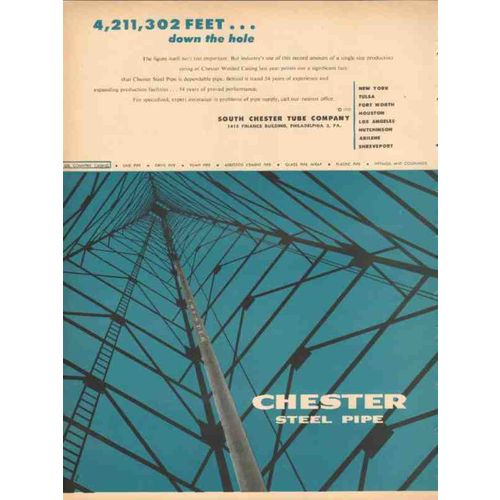 SOUTH CHESTER TUBE COMPANY 1953 down the hole steel pipe vintage ad