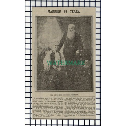 C7027) Mr & Mrs George Ferrier Castle Street Maesteg Wales Collins 1916 Cutting