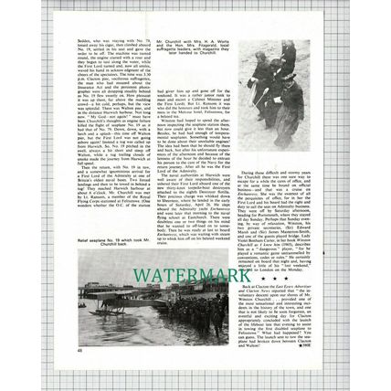 (6593) Winston Churchill Clacton Essex Seaplane - 1973 Article
