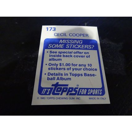 1983 Topps Stickers # 173 Cecil Cooper Very Good-Excellent (4) Milwaukee Brewers