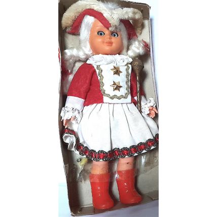 WORLD DOLL ** AMERICAN TRADITIONAL OUTFIT - RED and WHITE + MACE 18 cm - GOOD