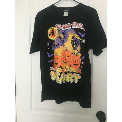 HALLOWEEN Adult Graphic Print Short Sleeve Shirt Crew Neck Size Large