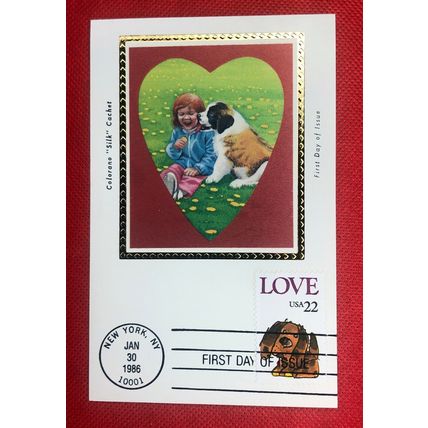 ZAYIX 1986 US Colorano FDC Maxi Card 2202 - Love Stamp - Dogs 010222-SM63