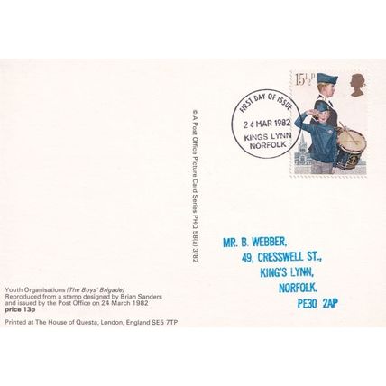 The Boys Brigade Norfolk Rare PHQ First Day Cover Postcard