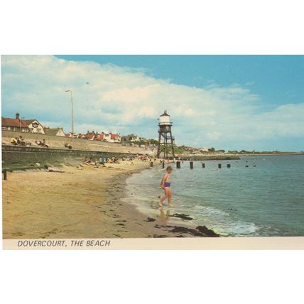 Dovercourt Essex The Beach Nervous Paddler 1970s Postcard