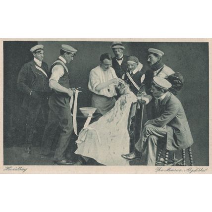 German Fencing Sword Fighting Doctor Head Wound Heidelberg Postcard