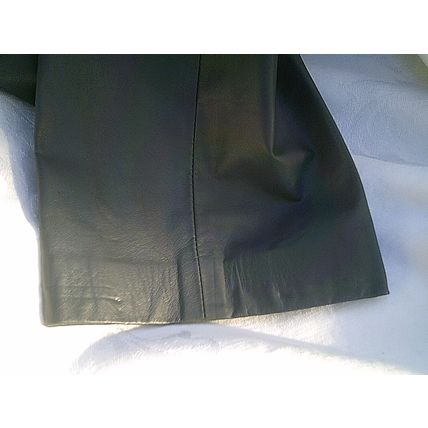 Leather pants gray front pleat back zipper side pockets size 7/8 vintage 1980's