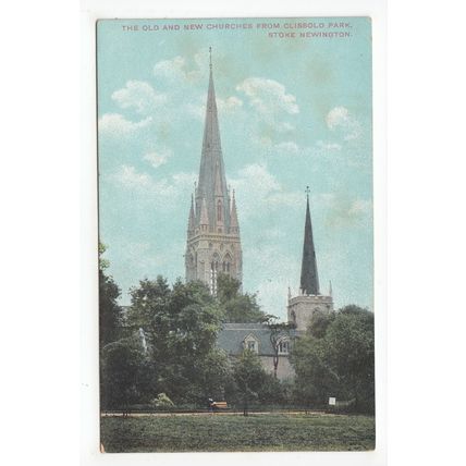 Old & New Churches Clissold Park Stoke Newington London Postcard Chrales Martin
