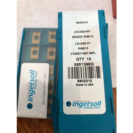 10 INGERSOLL LNJ322-001 CARBIDE INSERTS IN6510,6510,LNJ322-01, 5856373G,EJ