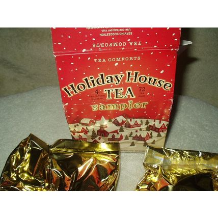 holiday house tea sampler 4 flavors of black & green tea 72 bags best by 6/25