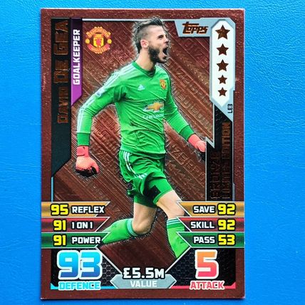MATCH ATTAX EXTRA 2015 2016 LIMITED EDITION BRONZE DAVID DE GEA LE3