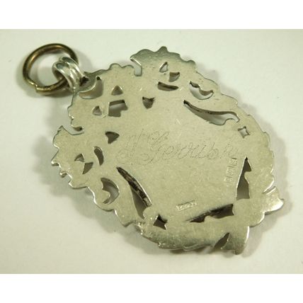 Antique UK Hallmarked Solid Silver Pocket Watch Chain Fob Medal Soccer Football
