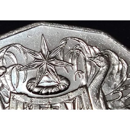 Australia 2021 50c Coat of Arms 'TWO DOTS' Variety - Circulated