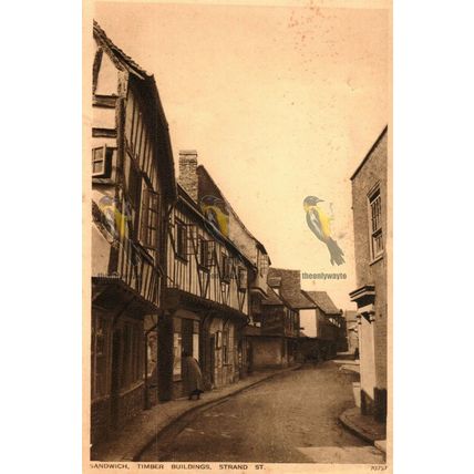 Sandwich, Timber Buildings, Strand Street, Kent, Photochrome Postcard, 1933