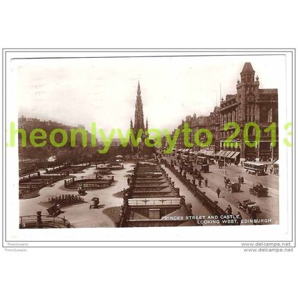 PRINCES STREET & CASTLE LOOKING WEST, EDINBURGH, SCOTLAND, 1930, Postcard