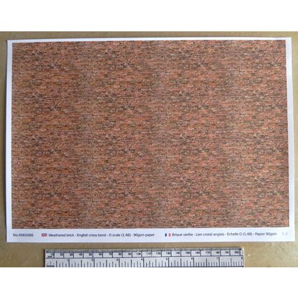 Papier brique vieillie pour O gauge - échelle 1:48 - feuille A4 (297 x 210 mm)