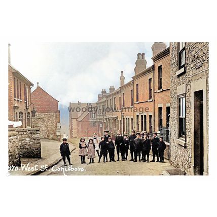 ptc1215 - Yorkshire - Children gather along West Street, Conisbrough - print 6x4