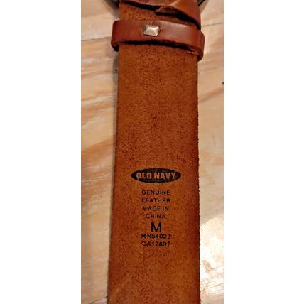 Old Navy Women's Belt Brown Medium Genuine Leather Embossed Knot Buckle