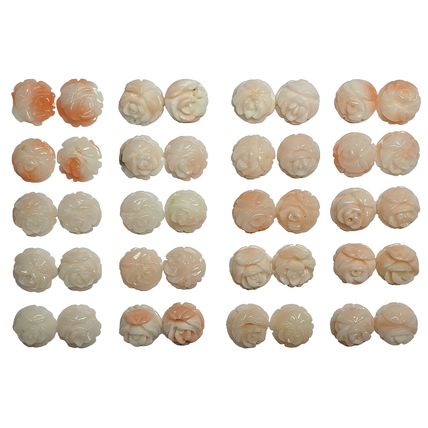 52277.0 40 Carved 6.5 mm Vintage Coral Harvested from the Sea 1970's to 1980's