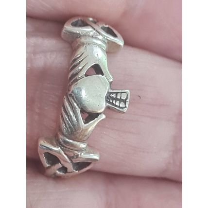Vintage 1970-s Celtic Claddagh Sterling Silver 925 Ring UK P, US 8 - Beautiful!