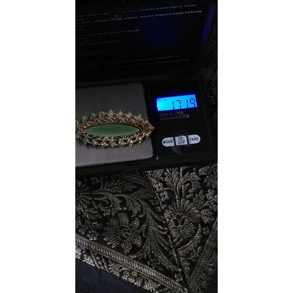 Antique Vintage Austria 1950-s Gilded Metal Green Stones Brooch - Large Piece!