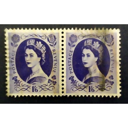 GB 1956 1s6d SG556 used horizontal pair