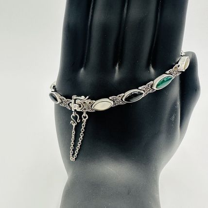 Marcasite Women's Jewelry Bracelet Vintage Sterling Silver and Multi Gemstone
