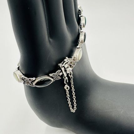 Marcasite Women's Jewelry Bracelet Vintage Sterling Silver and Multi Gemstone