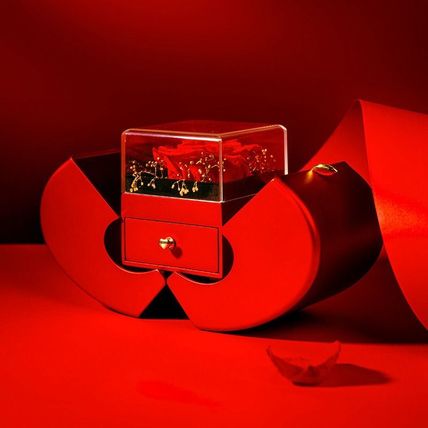 Fashion Jewelry Box - Red Apple Eternal Rose Necklace Gift for Women