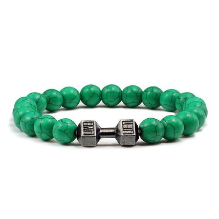 Turquoise Energy Barbell Bracelet – Unisex Gun Black Electroplated Alloy