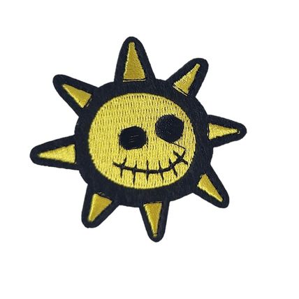 Iron On Sun Face Gothic Patch Yellow Badge 6.5 cm Sew Badge Embroidered P638