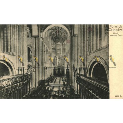 Norwich Cathedral Choir Looking East, Norfolk, 4439B Peacock Hamburg Postcard