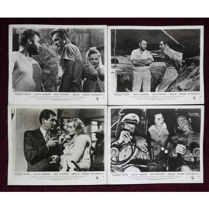 BACK FROM ETERNITY (1956) 7 UK FOH / Lobby cards ***Robert Ryan, Anita Ekberg***