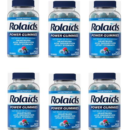 Rolaids Power Gummies Smooth Berry 54ct Each 6PK Exp 2/26