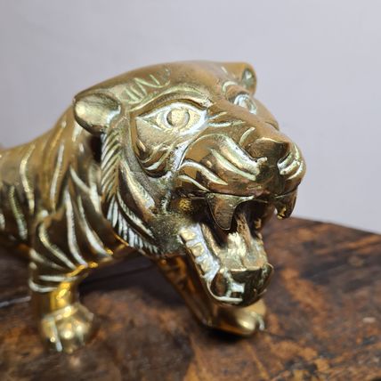 Large Vintage Brass Tiger Figure