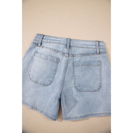 Beau Blue Light Wash High Rise Denim Shorts