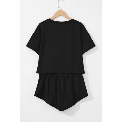 Black American Flag Inspired Bow Print Relaxed Tee and Skort 2pcs Outfit