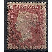 1858 SG43 1d Red Plate 73 Good/Fine Used Check Letters "RH".