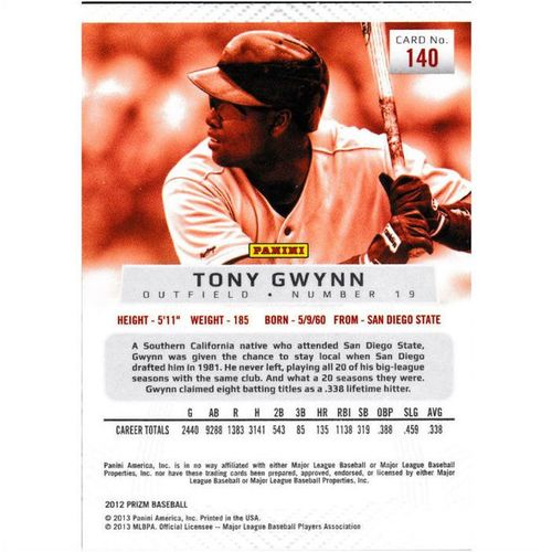 2012 Panini Prizm - #140 - Tony Gwynn